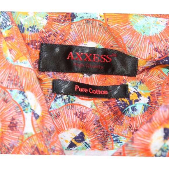 AXXESS Orange Men's Shirt Size 2XL cotton Long Sleeves button front floral print - Picture 5 of 6